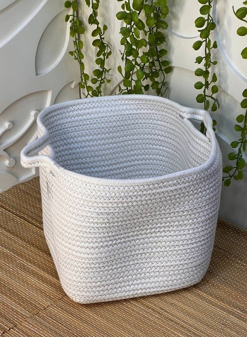 A very high quality, woven linen basket. The basket is multi-purpose for the bathroom, dressing table, closet, kitchen, and children's rooms. Its use is unlimited for towels, detergents, showers, shampoos, and also for small toys. A very nice organizer for shawls and shelves. You can also put plants in it. Its size is shown in the pictures. Imported, in various colors. - Image 4